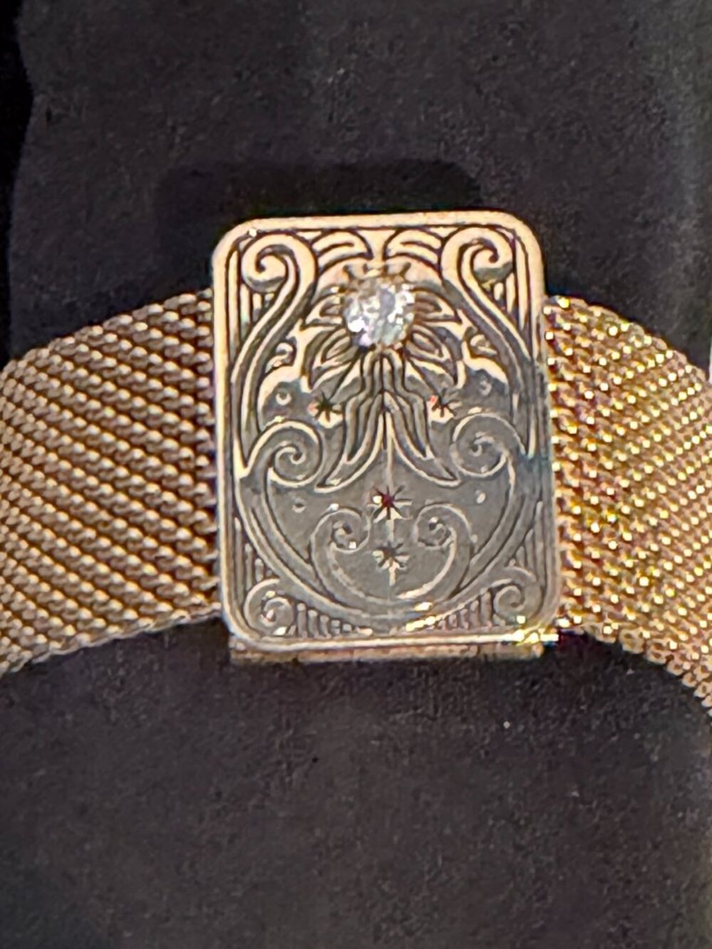 1950’s Edwardian Revival Mesh Bracelet - Emmons - Vintage Goldtone